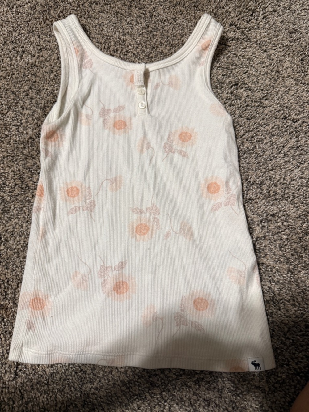 abercrombie kids Cream Tank Top with Peach Floral Print